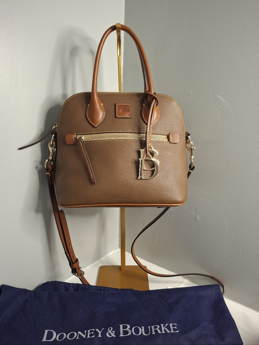 Dooney & Bourke Pebble Leather Dome Satchel Tan NWOT + Dust Bag Crossbody Bag